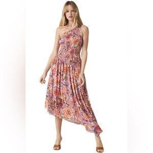 MISA Floral One-Shoulder Dress
